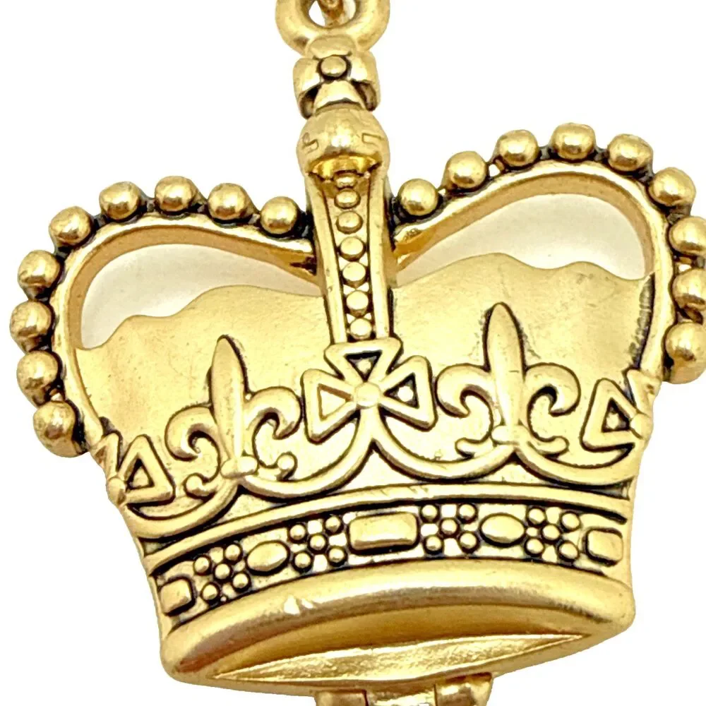 Vintage Maximal Art John Wind Crown Locket Necklace Gold Tone Signed 16